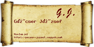 Gácser József névjegykártya